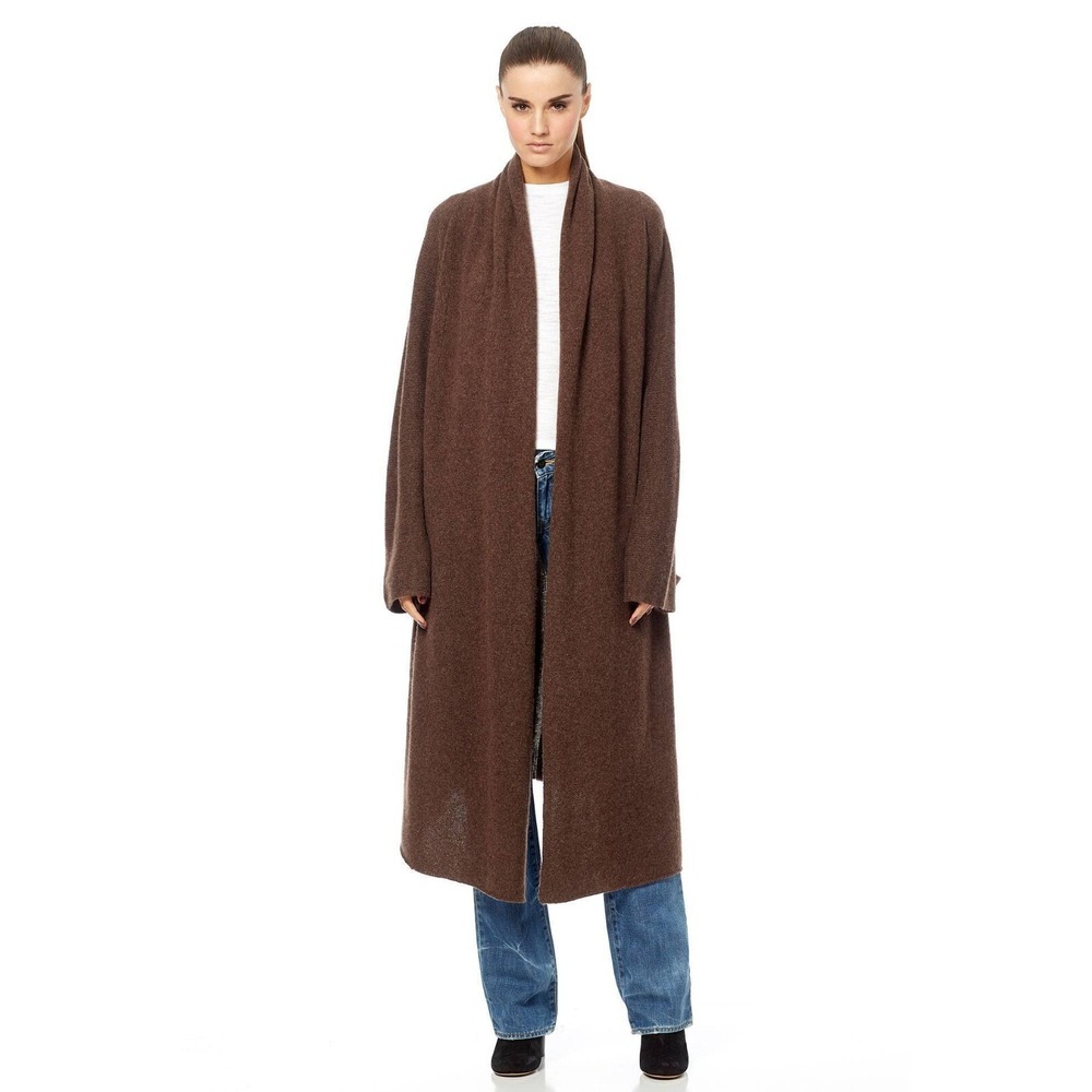 NWT 360 Cashmere Chloe 100% Cashmere Long Duster Cardigan Truffle Brown XS $587